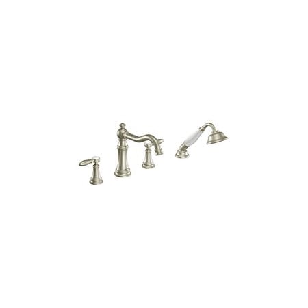 Moen Two-Handle Roman Tub Faucet Includes Hand Shower Brushed Nickel TS21104BN